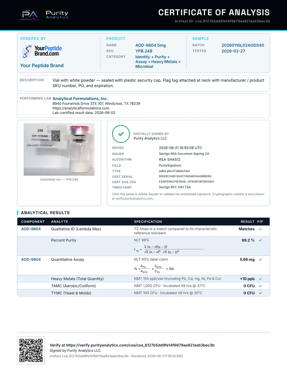 aod9604 coa usa AOD-9604 5mg Peptide for Research Research Catalog | Dynotides